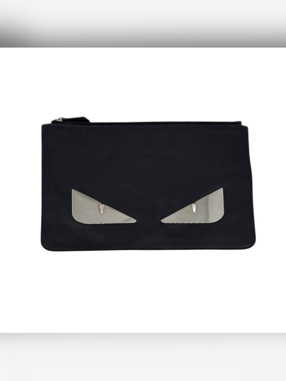 Fendi Black Clutch with Silver Eye Accents